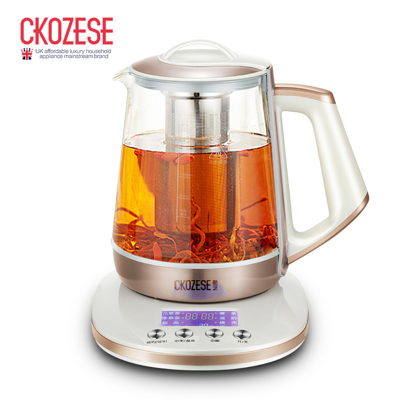 英国酷芝(Ckozese)CZ606高端 养生壶煮茶煮奶 电热壶 2l 煮茶壶 煎药壶 电热水壶 苏宁自营 高硼硅玻璃
