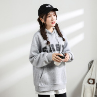 [2.5折价79元]唐狮春季款卫衣女款连帽学院风复古字母上衣韩版简约休闲潮