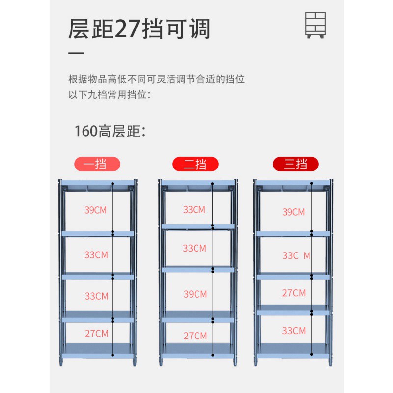 厨房置物架落地5五层不锈钢杂物货架家用收纳多层金属储物玩具柜收纳层架 三维工匠高清大图
