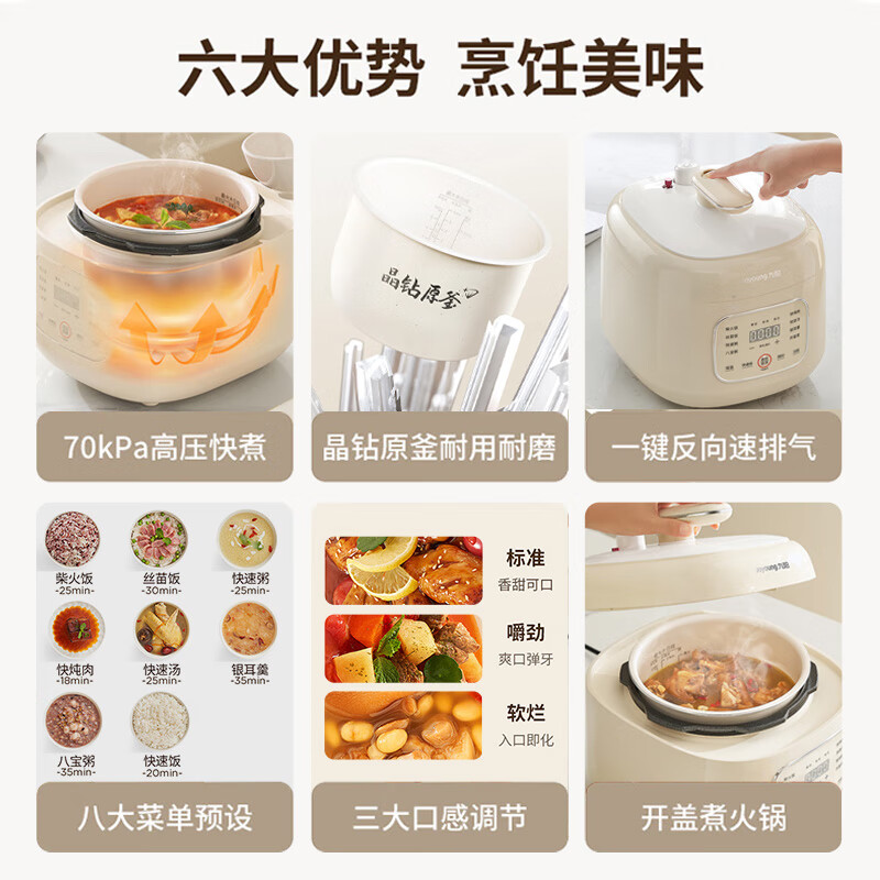 九阳(Joyoung)家用3L晶钻原釜压力锅开盖收汁可预约点压力煲Y-30H25高清大图