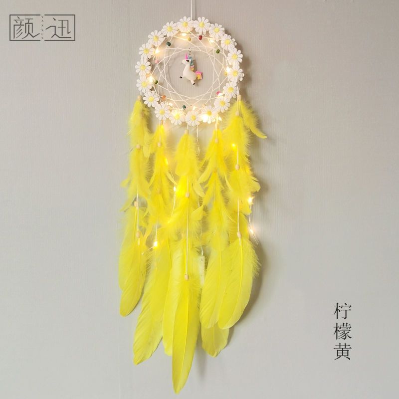 小精灵1个-无灯-颜色随机 成品[做好的]:挂钩+贺卡 独角兽捕梦网挂饰风铃羽毛铺梦网女生房间宿舍墙上装饰品生日礼物
