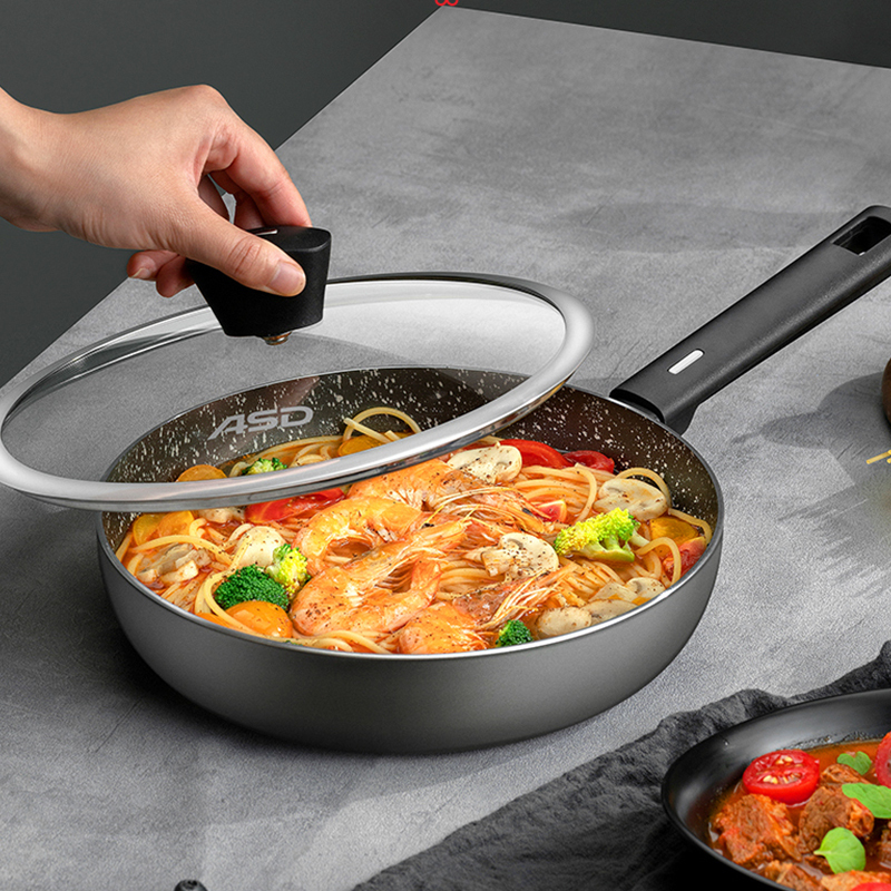 爱仕达(ASD)煎锅24CM 新式不粘煎锅易洁麦饭石色不粘煎蛋煎饼牛排锅燃气电磁炉通用JL24A3WG