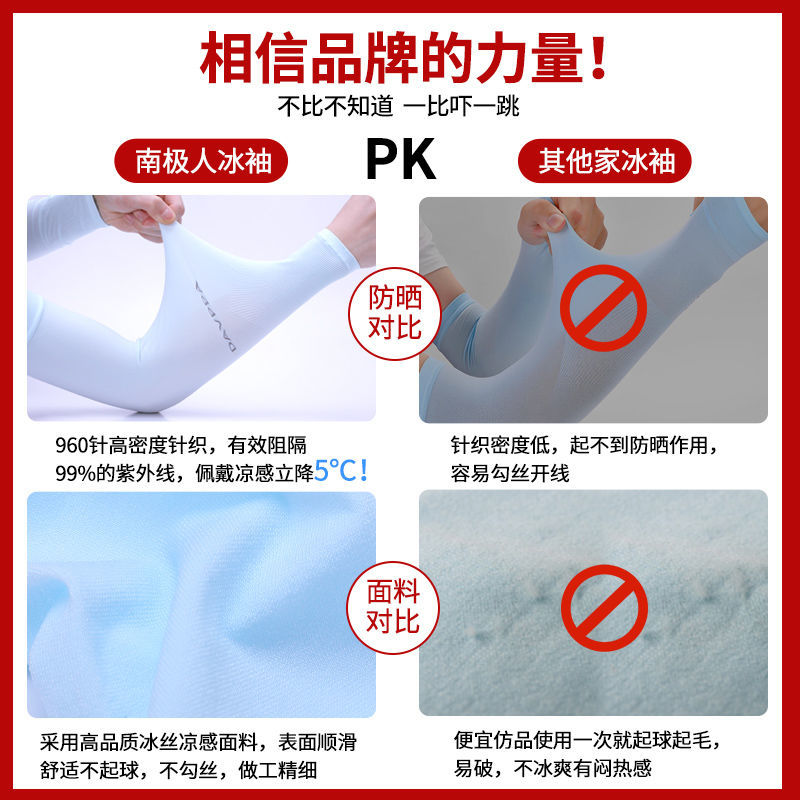 防晒冰袖手套男女冰丝袖套冰袖套薄款户外开车护臂袖高清大图