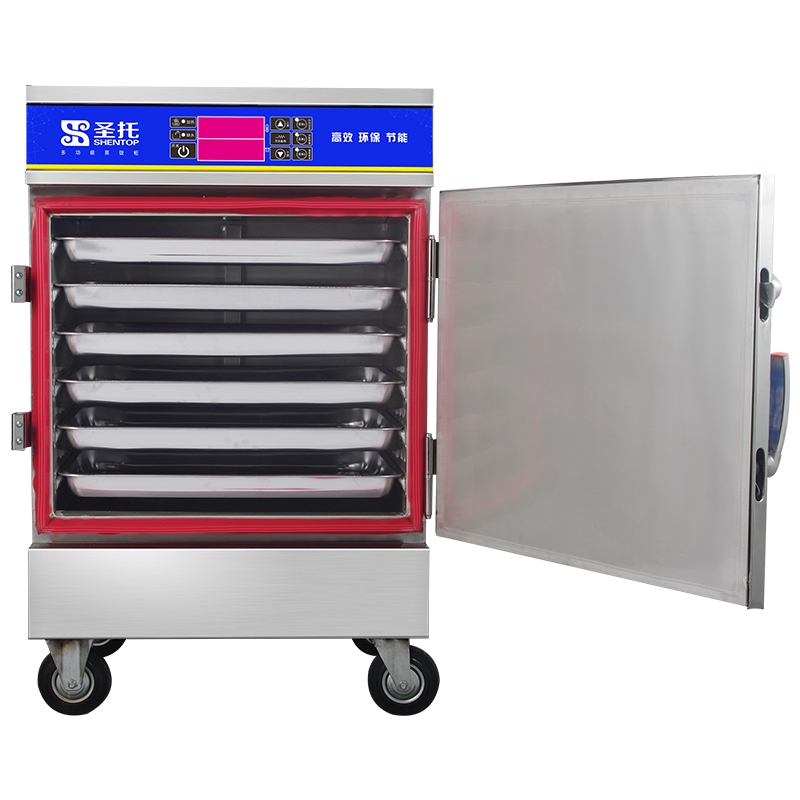 圣托(Shentop)智能商用电脑蒸饭柜 全自动6层饭堂电蒸炉 6盘单门食堂蒸饭车 STZ-D06