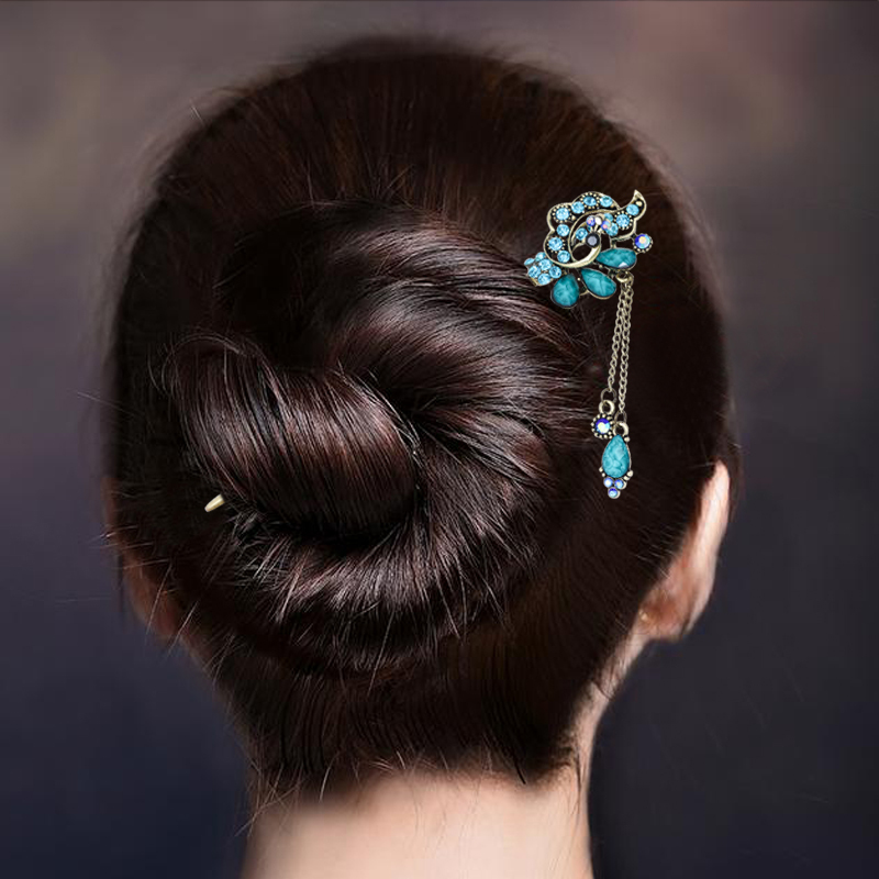 复古宫廷风典雅簪女盘流苏步摇插梳仿水晶简约簪子饰品礼物送女朋友老婆生日礼物