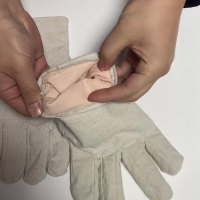厚玖24线帆布手套耐磨防滑白甲帆布90g米色1副/装