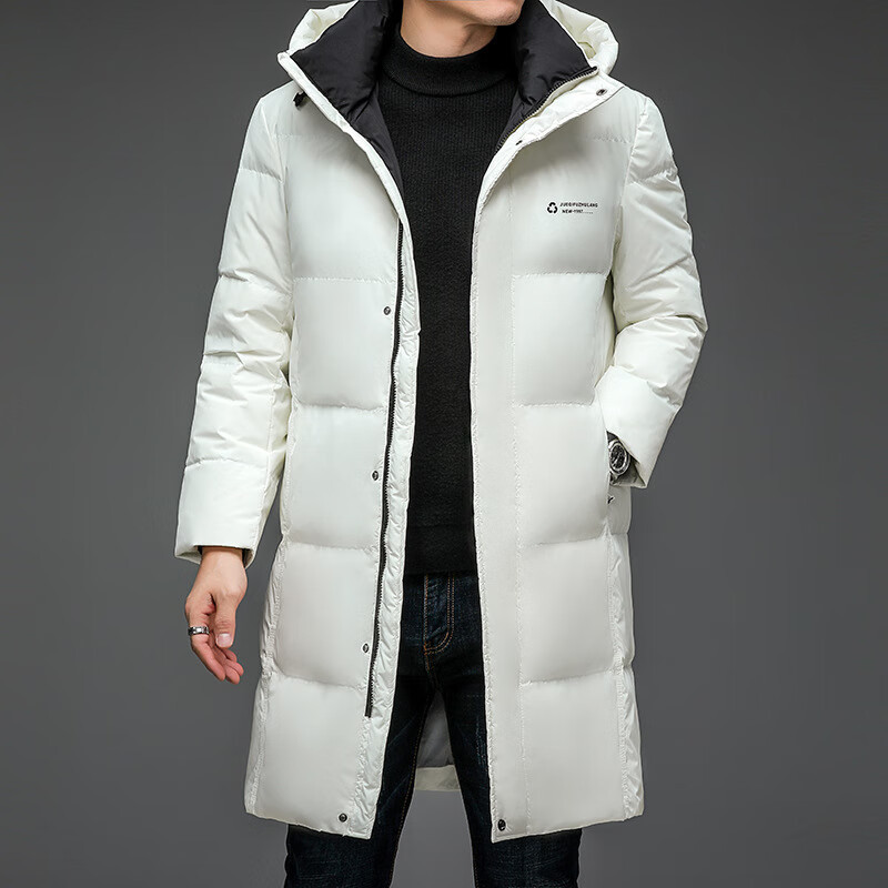 斯哲维世旗舰店品牌冬季羽绒服男中长款过膝连帽中青年男士百搭加厚