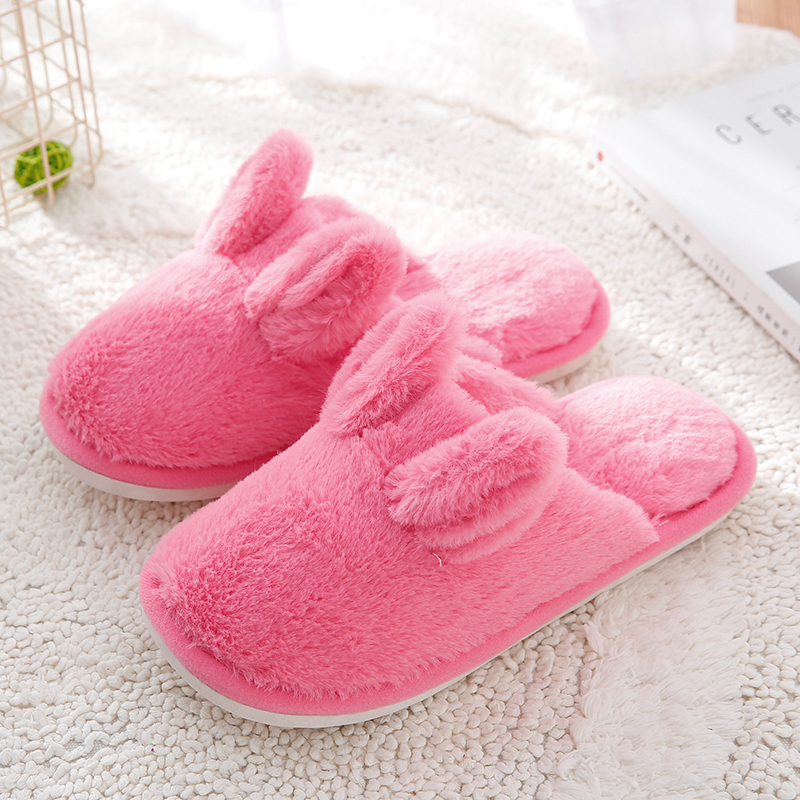 日韩小清新冬季室内地板拖鞋加厚防滑仿兔毛保暖居家棉拖HTX038