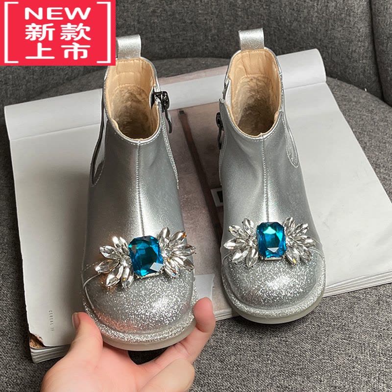 可莉允女童靴子冬季加绒软底爱莎公主鞋宝宝小女孩马丁靴儿童艾莎短靴秋图片