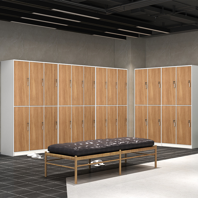 鑫金虎 办公家具更衣柜员工柜板式储物柜带锁鞋柜木质健身房洗浴美容