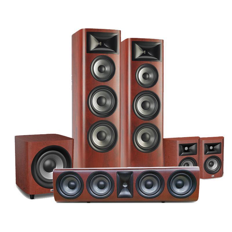 JBL STUDIO 698家庭影院音响套装家用音箱木质HIFI落地式双8寸低音 5.1声道家庭影院套装 红色高清大图