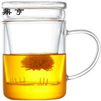 鼎亨玻璃杯加厚耐高温带盖过滤茶杯透明家用男士玻璃水杯礼品杯