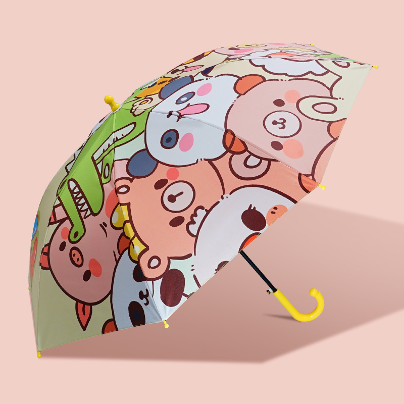 红叶直杆童话时光伞/直杆小工程师伞 儿童遮阳伞可爱卡通半自动黑胶伞 颜色随机-D2781A/D2781B高清大图