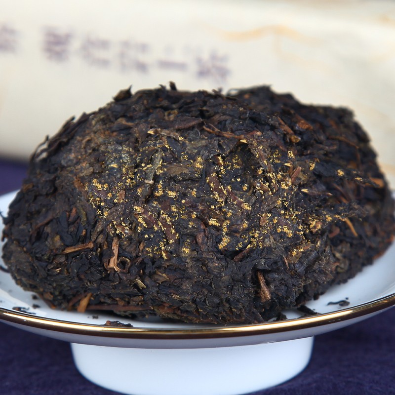 白沙溪茶叶安化黑茶金花茯茶砖茶紫印荒山料礼盒装1kg送礼袋高清大图