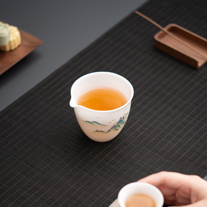 佳德美冰种玉瓷千里江山公道杯分茶器茶具配件