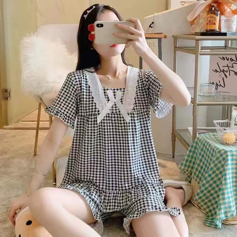 睡衣女夏季新款短袖短裤韩版甜美公主风学生可爱两件套睡衣家居服莎丞图片