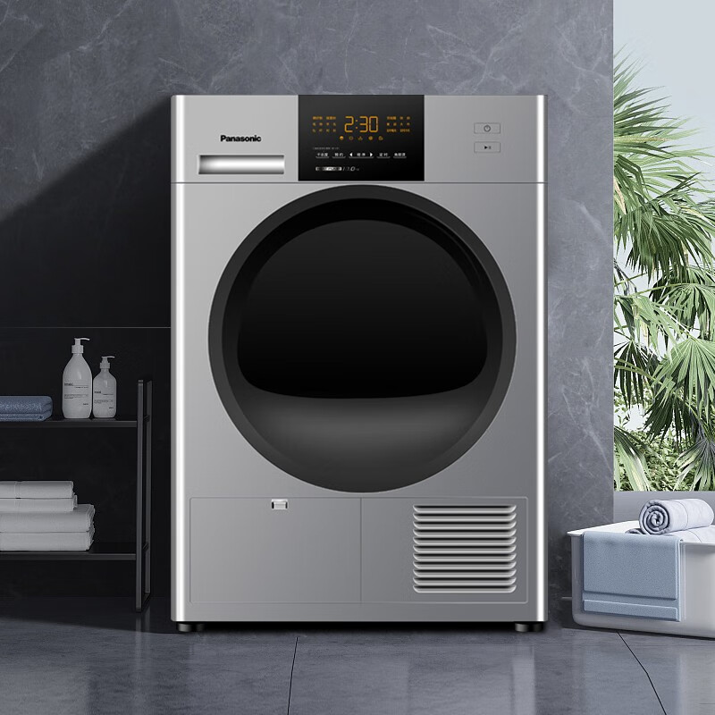 松下10公斤 NH-EH10S 大容量家用智能热泵烘干机 干衣机 除菌除螨 大物烘防缠绕 多重线屑收集 三档干衣 银色高清大图