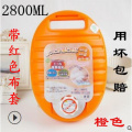 塑料注水暖手宝暖脚壶大号冬季热水袋毛绒套灌水被窝汤婆子_1 2.8升特大号椭圆壶橙色带布套