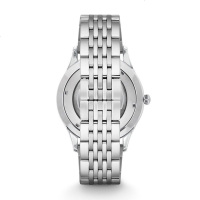 阿玛尼(EMPORIO ARMANI)手表 商务正装男士时尚腕表 钢带机械表镂空 防水皮带手表