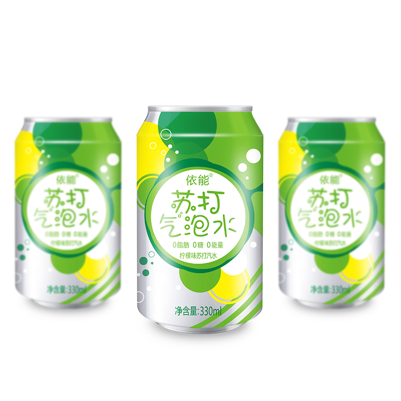依能苏打水汽水 饮料气泡水柠檬味 330*24罐 整箱装