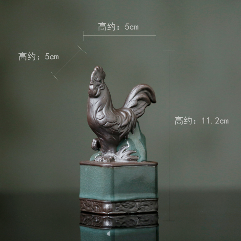 12十二生肖摆件全套陶瓷小工艺品老鼠牛虎兔龙蛇马羊猴鸡狗猪创意 三维工匠 酉鸡高清大图