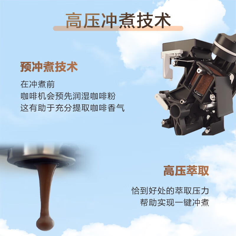 飞利浦(PHILIPS)咖啡机全自动 意式/美式研磨一体机 家用/办公室咖啡豆现磨 手动奶泡机 EP1221/69高清大图