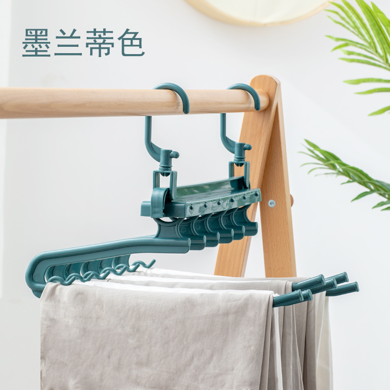 折叠多功能一挂六裤架挂裤子魔术衣服架家用整理收纳裤挂衣柜晾晒架 三维工匠 折叠裤架墨兰蒂色(一个顶6个) 6个高清大图