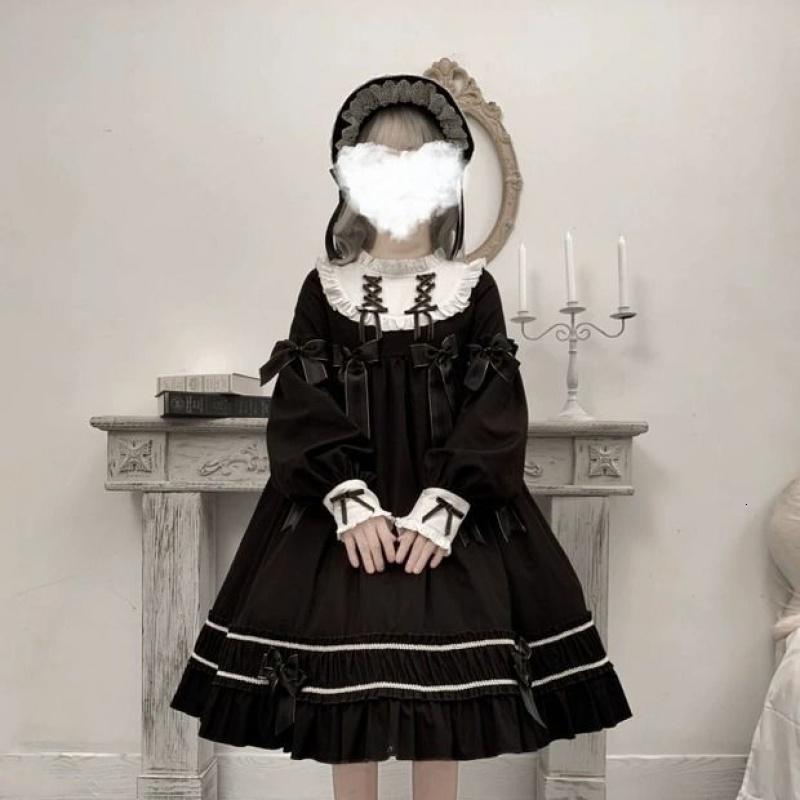 洛丽塔全套lo裙洋装公主裙 设计摇篮人偶洛丽塔裙子全套暗黑哥特OP少女日常lolita连衣裙
