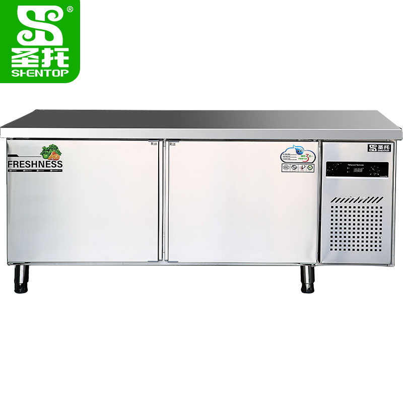 圣托（Shentop）奶茶店不锈钢冰柜水吧台 保鲜冷藏柜操作台 1.8米平冷工作台商用 DHC03