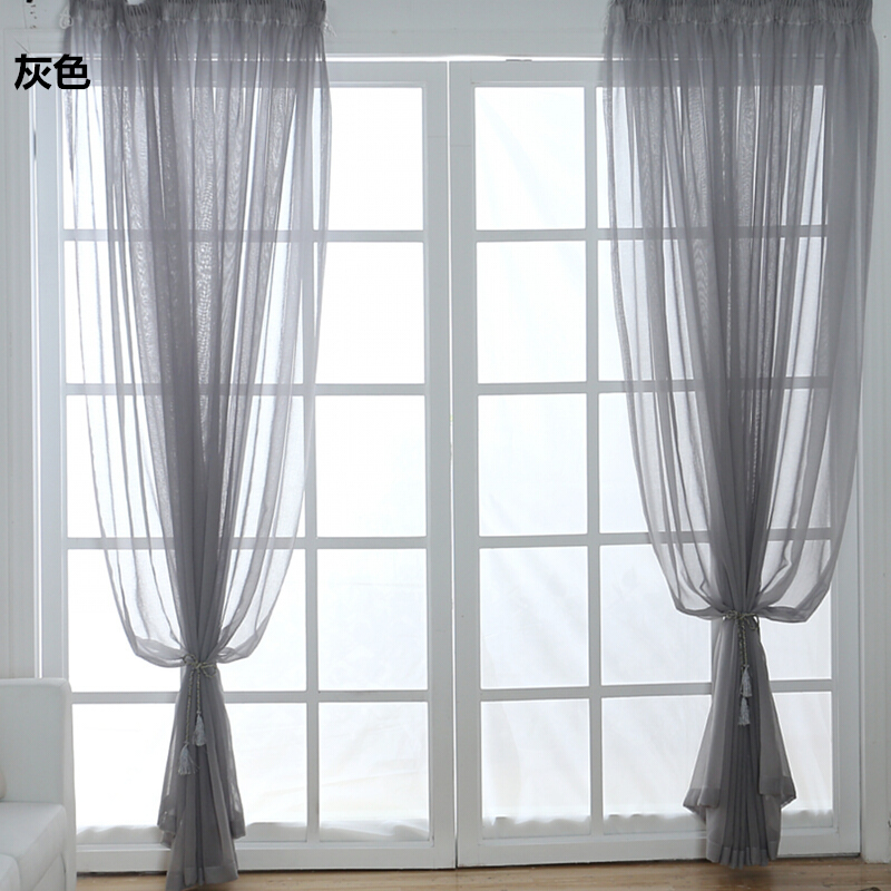 窗帘白纱薄纱透气客厅卧室飘窗阳台纯色亚麻纱帘装饰隔断