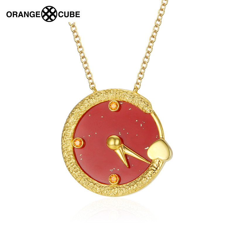 orangecube永恒项链18k金项链时钟锁骨链明星同款送女友礼物视频