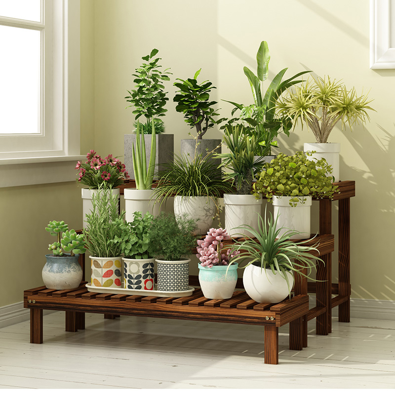 实木多层木质花架子阳台单个花台室内外多肉绿萝客厅家用花盆架子