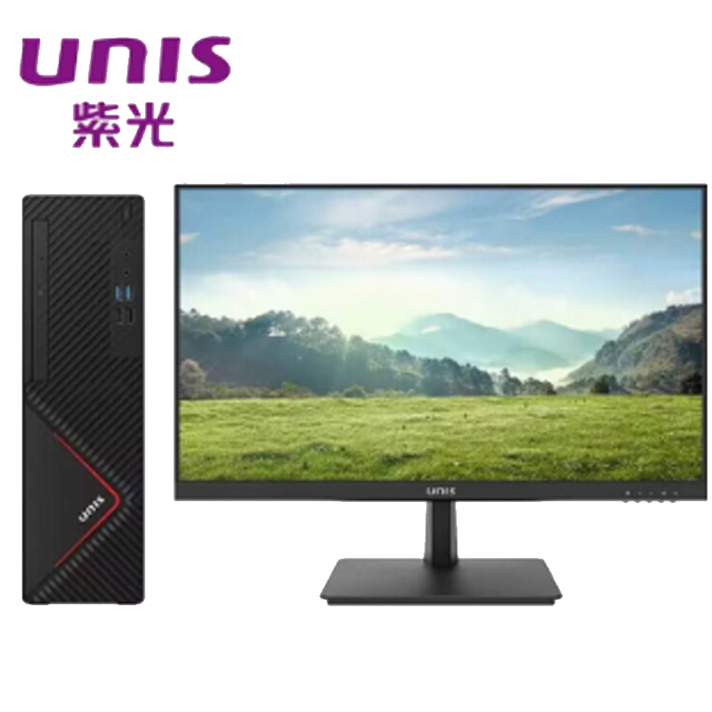 紫光 信创台式机电脑 海光 3350/32GB/512G SSD/1TB机械/2G独显 27寸显示器 D3830G3 台高清大图