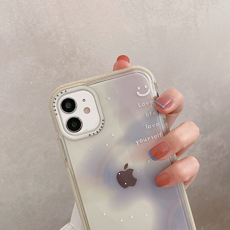 [透明]梦幻彩虹笑脸*** 苹果9puy 梦幻彩虹笑脸iPhone12pro/max苹果11手机壳x/xr/xs情侣8p