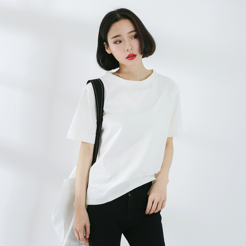 ins超火的半袖上衣夏季2018新款宽松韩版ulzzang纯白色短袖t恤女