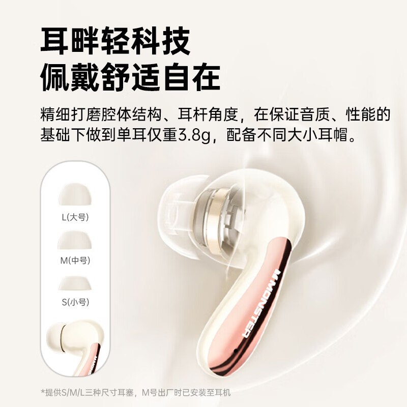 魔声(MONSTER)无线蓝牙耳机2025新款 入耳式超长续航游戏运动音乐智能降噪适用华为小米 MQT36黑/白色可选高清大图