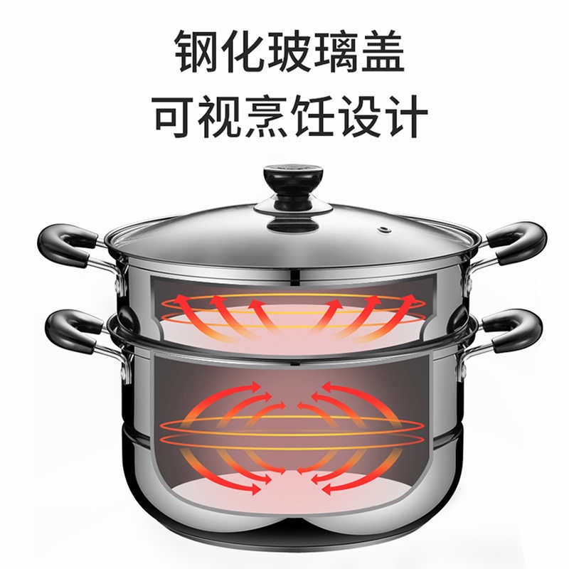 苏泊尔SUPOR 蒸锅真味鲜不锈钢双层复底26cm蒸鱼锅汤锅蒸笼EZ26BS05高清大图