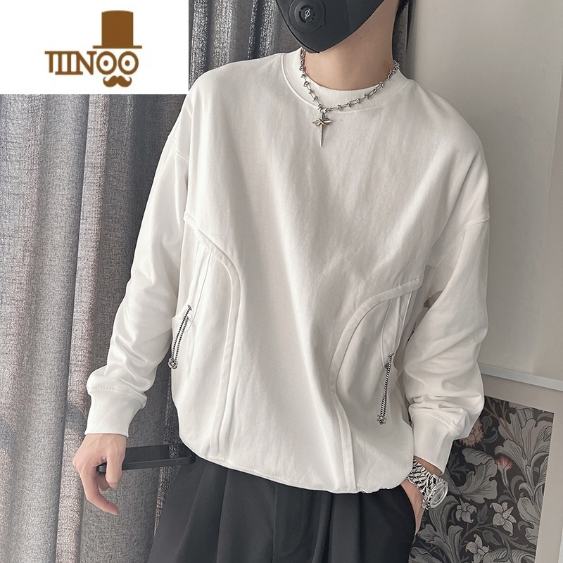 YANXU男士卫衣潮牌2023新款长袖t恤感痞帅男装男款秋装上衣