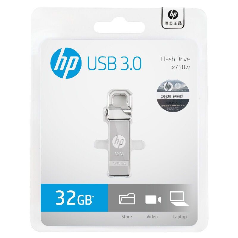 惠普（HP）32GB USB3.0 U盘 x750w 金属黑 高速安全金属钩头优盘