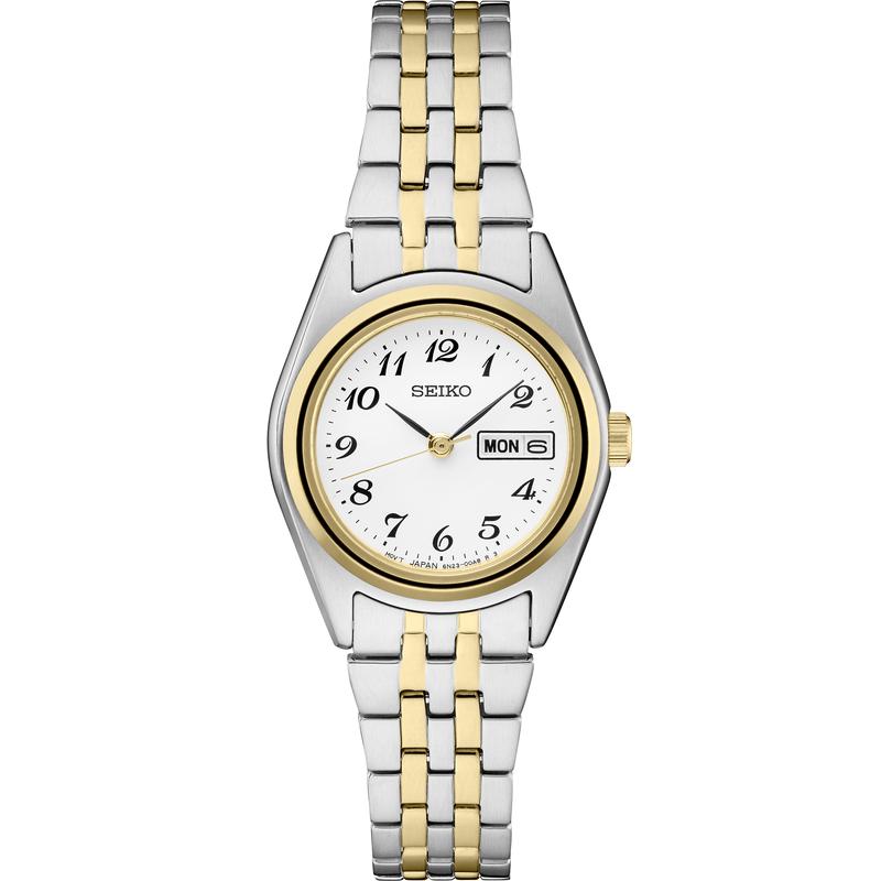 SEIKO/精工Essentials系列女士手表 时尚百搭简约三大针日星双历白盘石英表