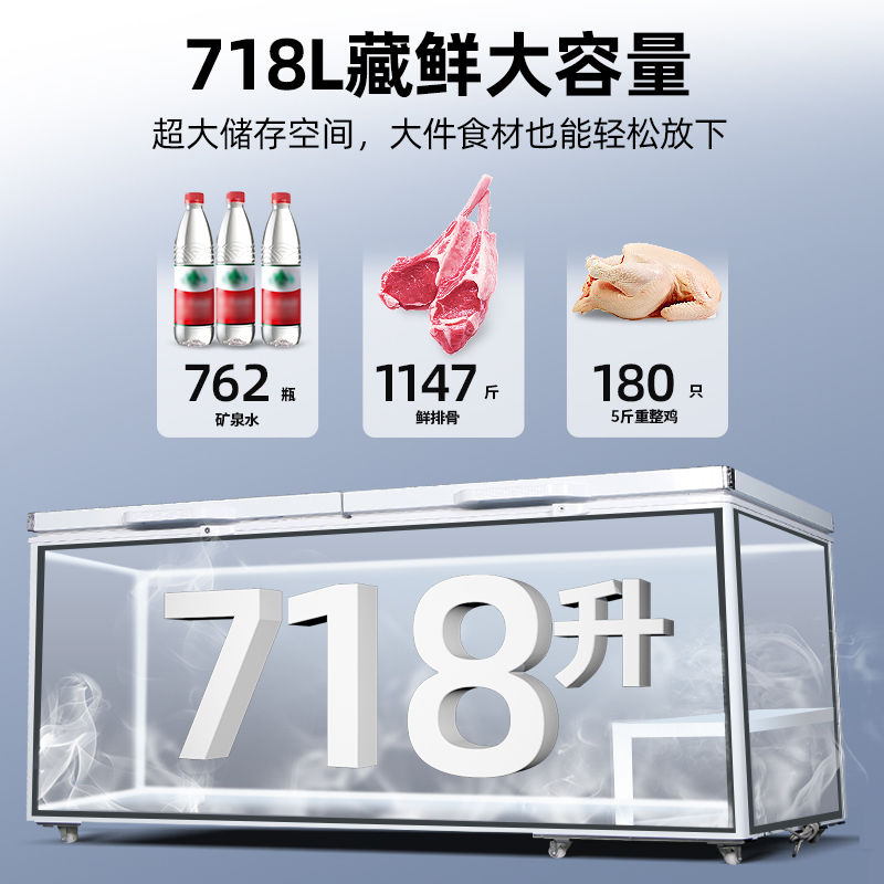 星星(XINGX)BD/BC-718GD厨房商用保鲜设备卧式冷柜单温冷藏冷冻转换家用大容量-35℃深冷速冻超市丸子雪糕柜