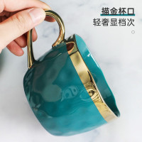 贝瑟斯 奢华描金陶瓷咖啡杯子杯碟勺套装家用茶具咖啡器具 薄荷绿