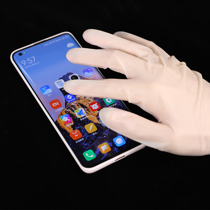 冰禹 一次性手套 BYQ-932 乳胶 白色透明 L 100只 1盒高清大图