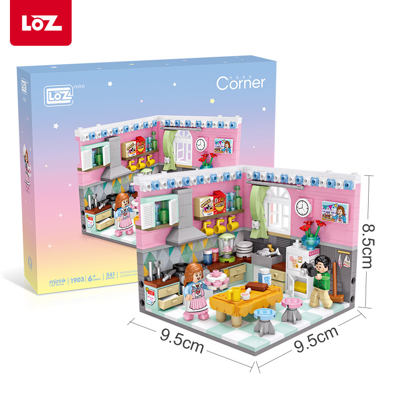 LOZ/俐智小颗粒迷你拼装玩具创意室内展示益智男孩女孩幸福的小屋过家家1903厨房591颗粒