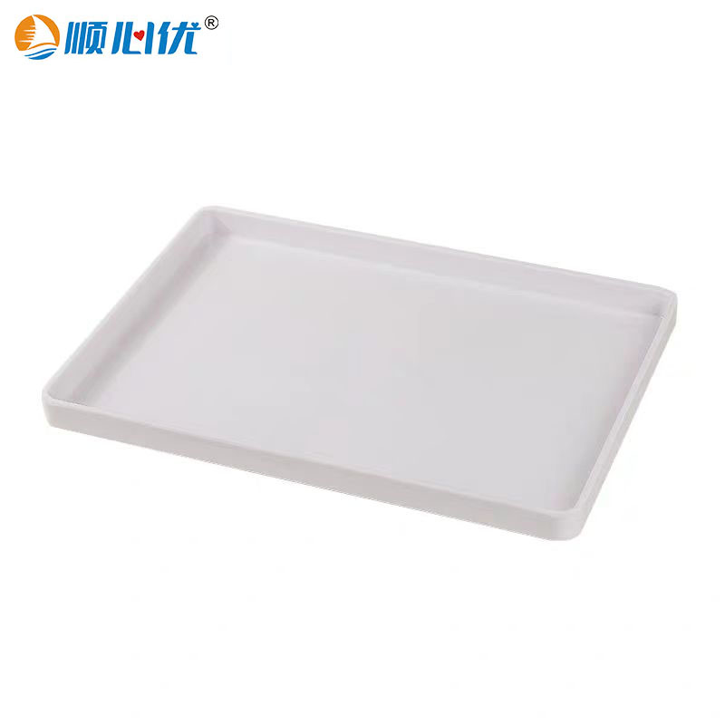 顺心优 密胺长方形直角托盘 餐盘 面包盘 水杯茶盘 29*21*2cm白色/个