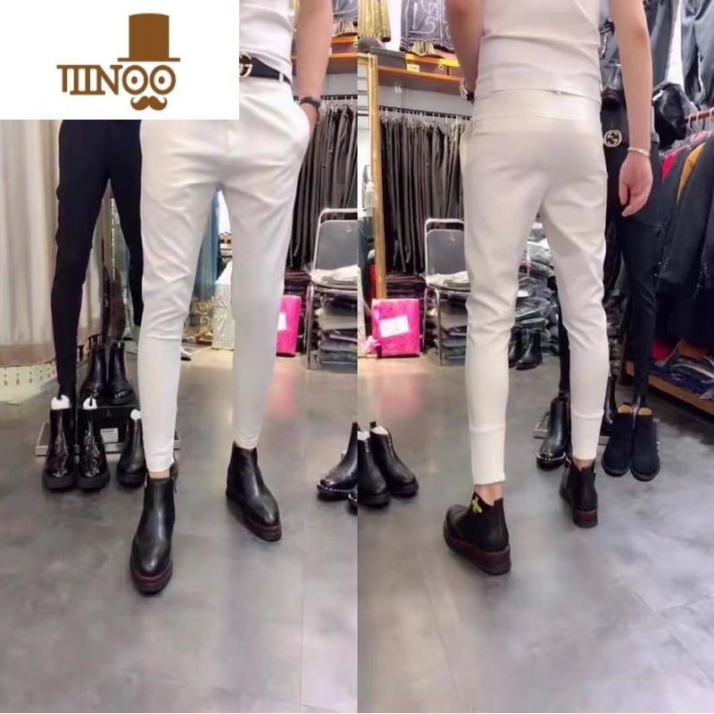 YANXU秋季精小伙修身束脚休闲长裤韩版百搭潮流青年西装裤男小脚西裤高清大图