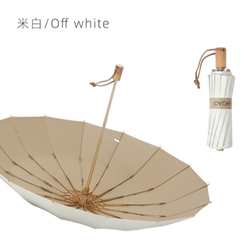 16骨手动]铝合金玻纤 加厚彩胶伞布 木手柄YF-S2021006高清大图