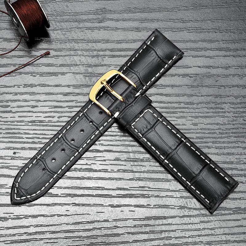 铭侣真皮手表带软真皮表带配件男女蝴蝶扣表链牛皮带子182022mm视频
