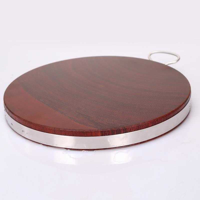 敬平(JING PING)越南铁木砧板实木圆形菜板厨房切菜板家用案板整木蚬木肉墩子 钢圈包边款直径42*4cm图片