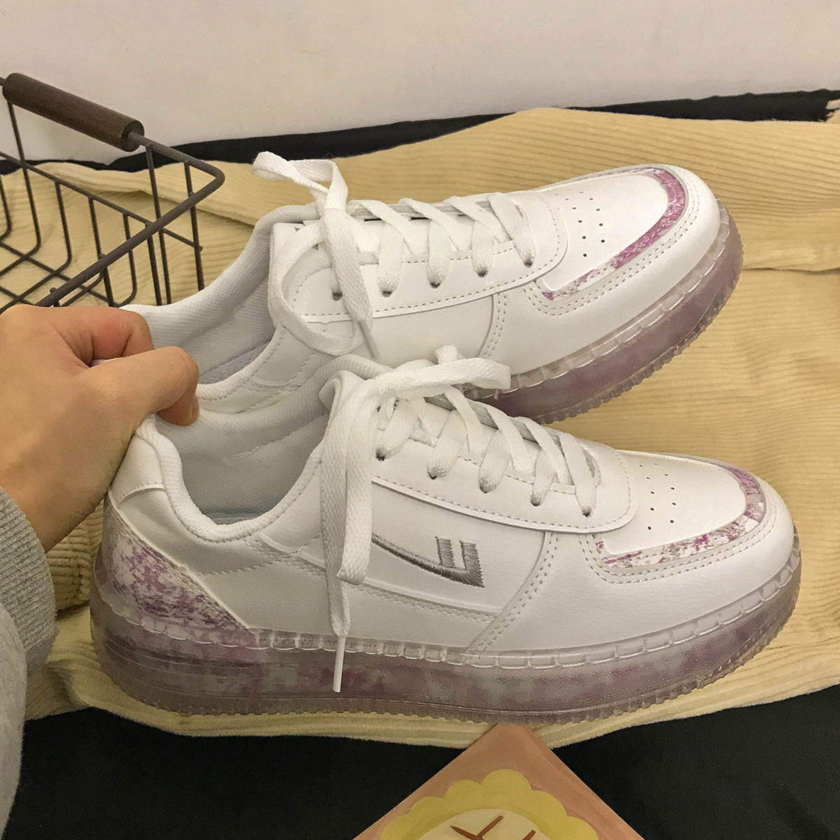 回力果冻底小白鞋女街拍韩版百搭休闲运动小众厚底板鞋ins潮港风